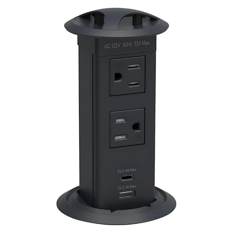 TORRE DE CONTACTOS 2 TOMAS DE CORRIENTE Y CARGA USB