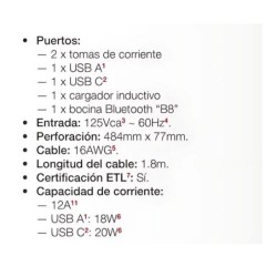 BARRA MULTIFUNCIONAL CON BOCINA INTEGRADA Y CARGA INDUCTIVA