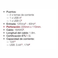 CENTRO DE CARGA ELEVABLE CON 2 CONTACTO Y CARGA USB