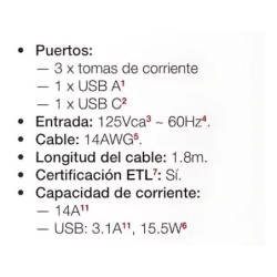 CENTRO DE CARGA SOBREPUESTO CON 3 CONTACTOS Y CARGA USB