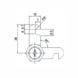 CERRADURA DE PALETA CON FORMA DE GANCHO 19 mm