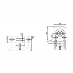 CERRADURA PARA PUERTA DE CRISTAL CROMO 19 mm