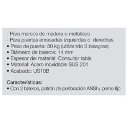 BISAGRA CON BALEROS 3.5X3.5" NEGRO